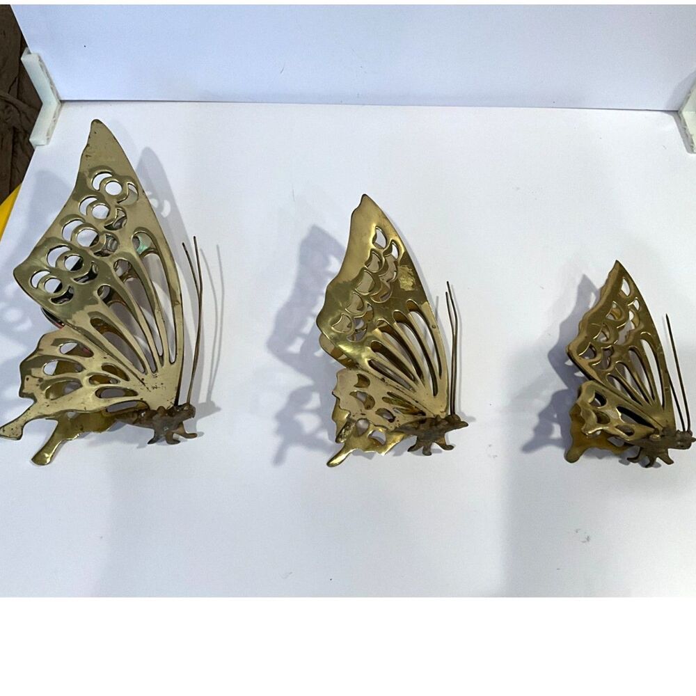 Set of 3 Mid Century Modern Brass Butterflies Must see - Picture 4 of 5